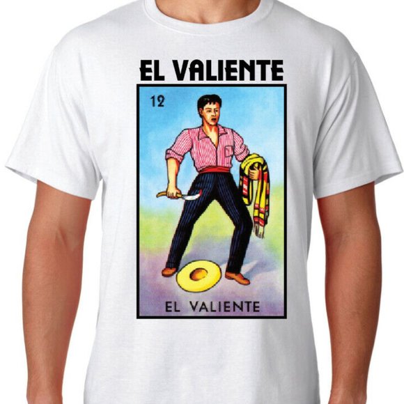 El Valiente Loteria Mexican Bingo T Shirt Short SleeveCelebration Brave Tee - Picture 1 of 3